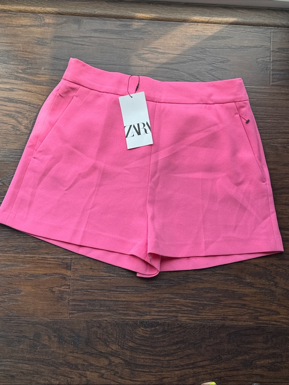 Zara Hot Pink High-Waist Tailored Shorts